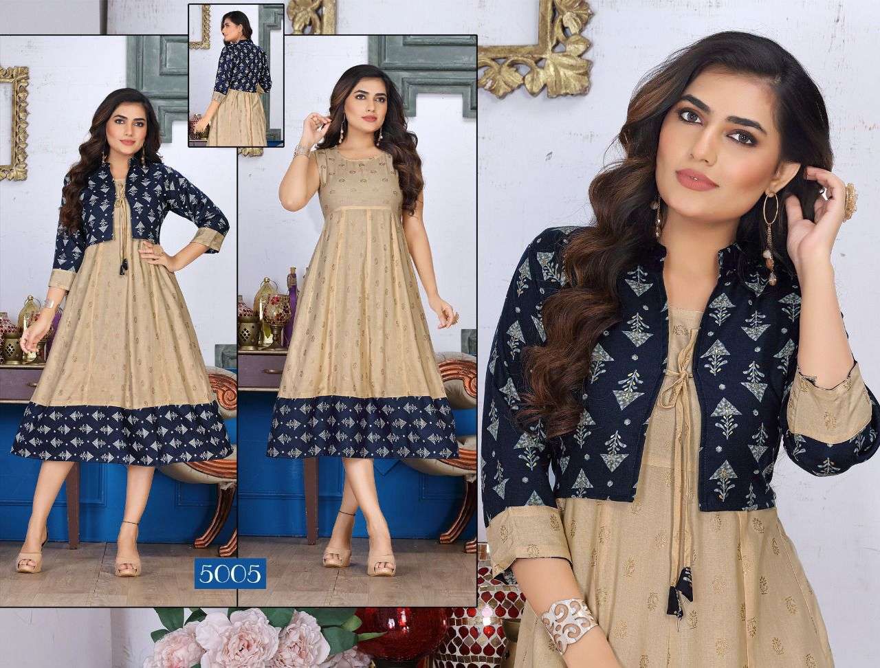 Beauty Queen Dazzling Vol 1 Catalog Party Wear Wholesale Anarkali Kurti With Jacket