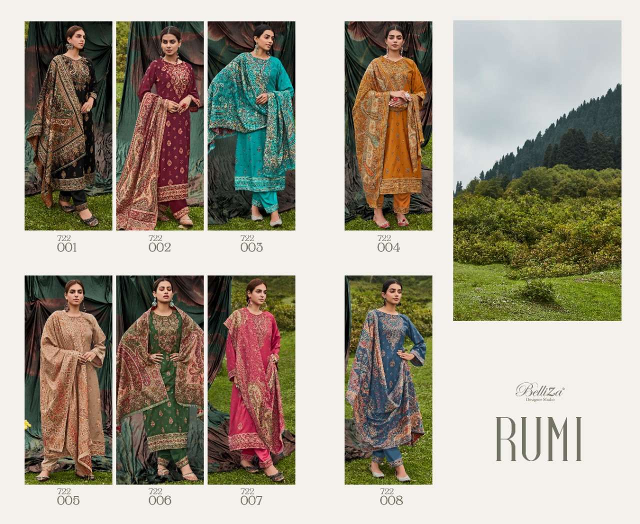 Belliza Rumi Catalog Exclusive Wear Pashmina Dress Materials Wholesale