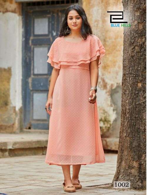 Blue Hills Charming Catalog Georgette Wear Long Kurtis For Women