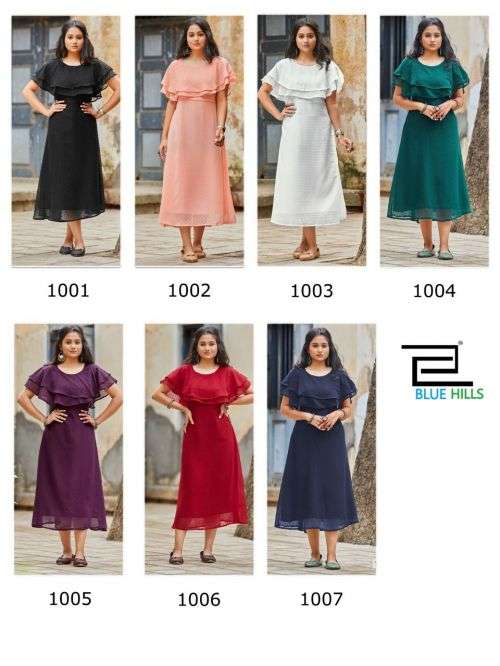 Blue Hills Charming Catalog Georgette Wear Long Kurtis For Women