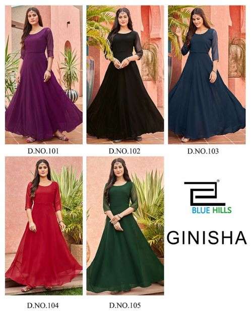 Blue Hills Ginisha Catalog Georgette Long Anarkali Kurti For Women