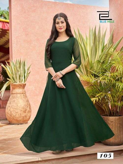 Blue Hills Ginisha Catalog Georgette Long Anarkali Kurti For Women
