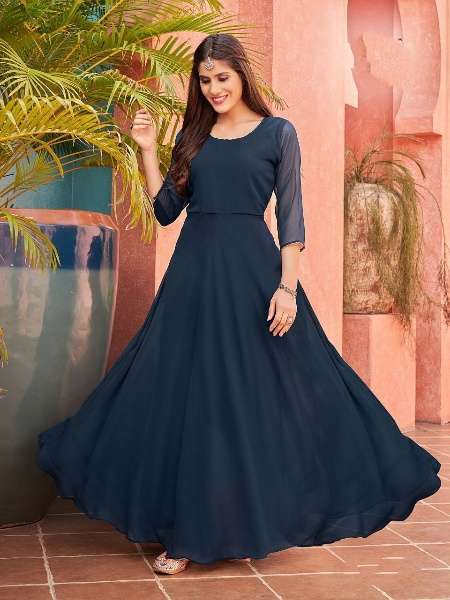 Blue Hills Ginisha Catalog Georgette Long Anarkali Kurti For Women