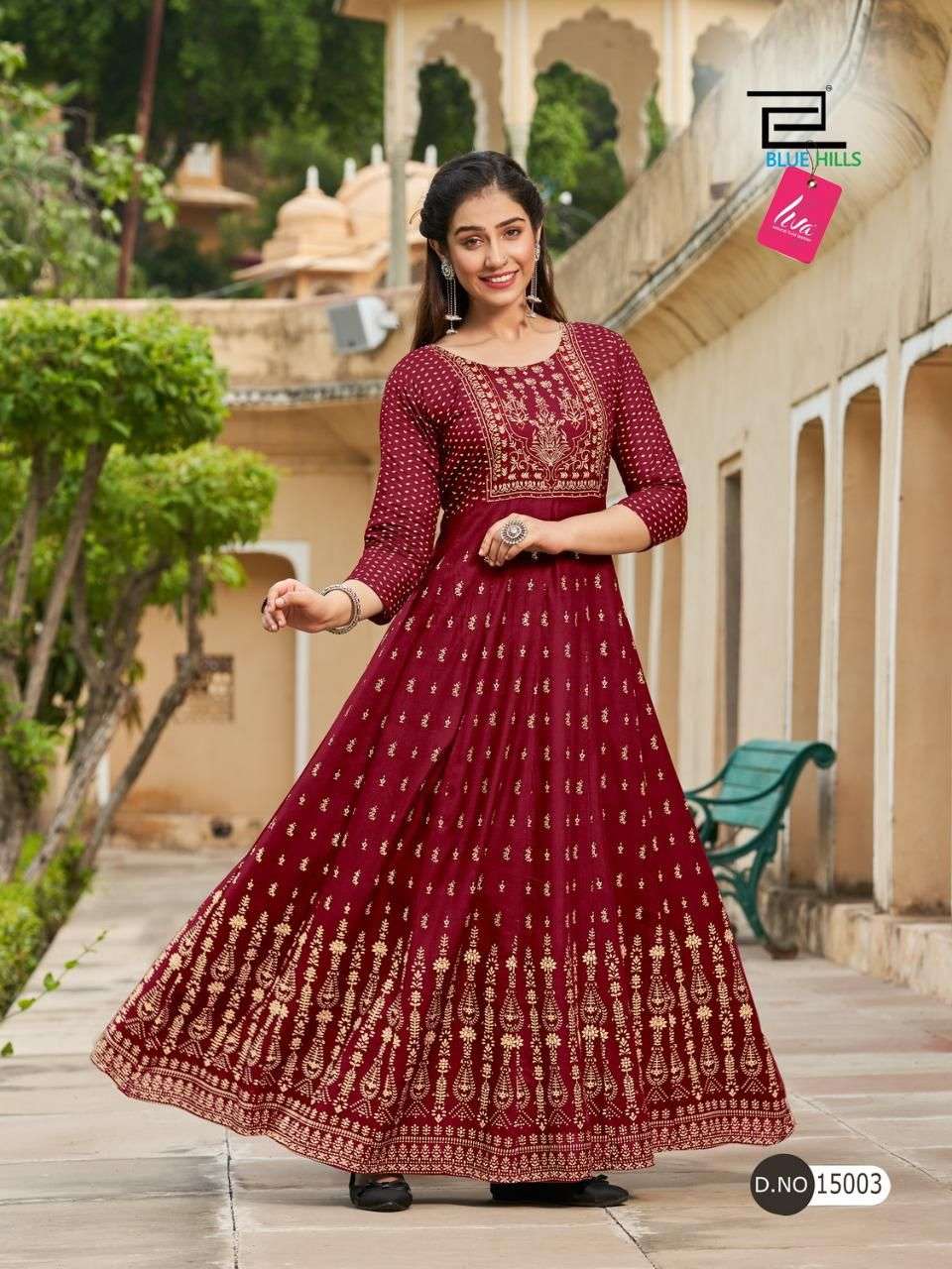 Blue Hills Glamour Vol 15 Catalog Heavy Rayon Anarkali Kurtis Wholesale