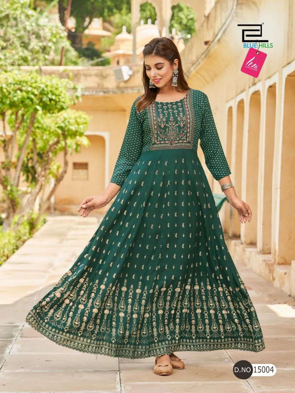 Blue Hills Glamour Vol 15 Catalog Heavy Rayon Anarkali Kurtis Wholesale