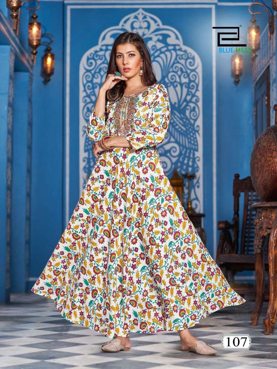 Blue Hills Lotus Catalog Festive Wear Long Anarkali Kurtis Wholesale