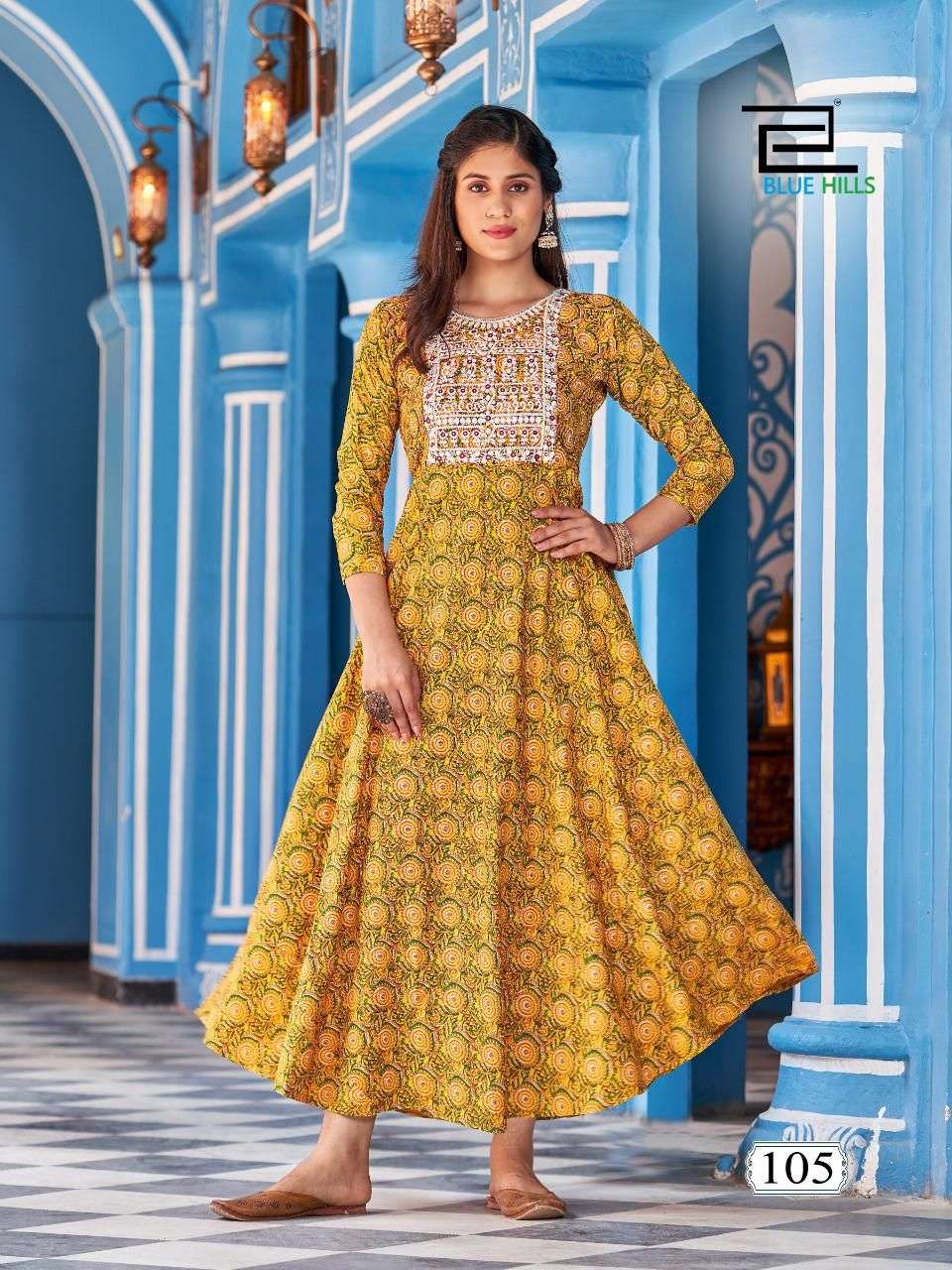 Blue Hills Lotus Catalog Festive Wear Long Anarkali Kurtis Wholesale