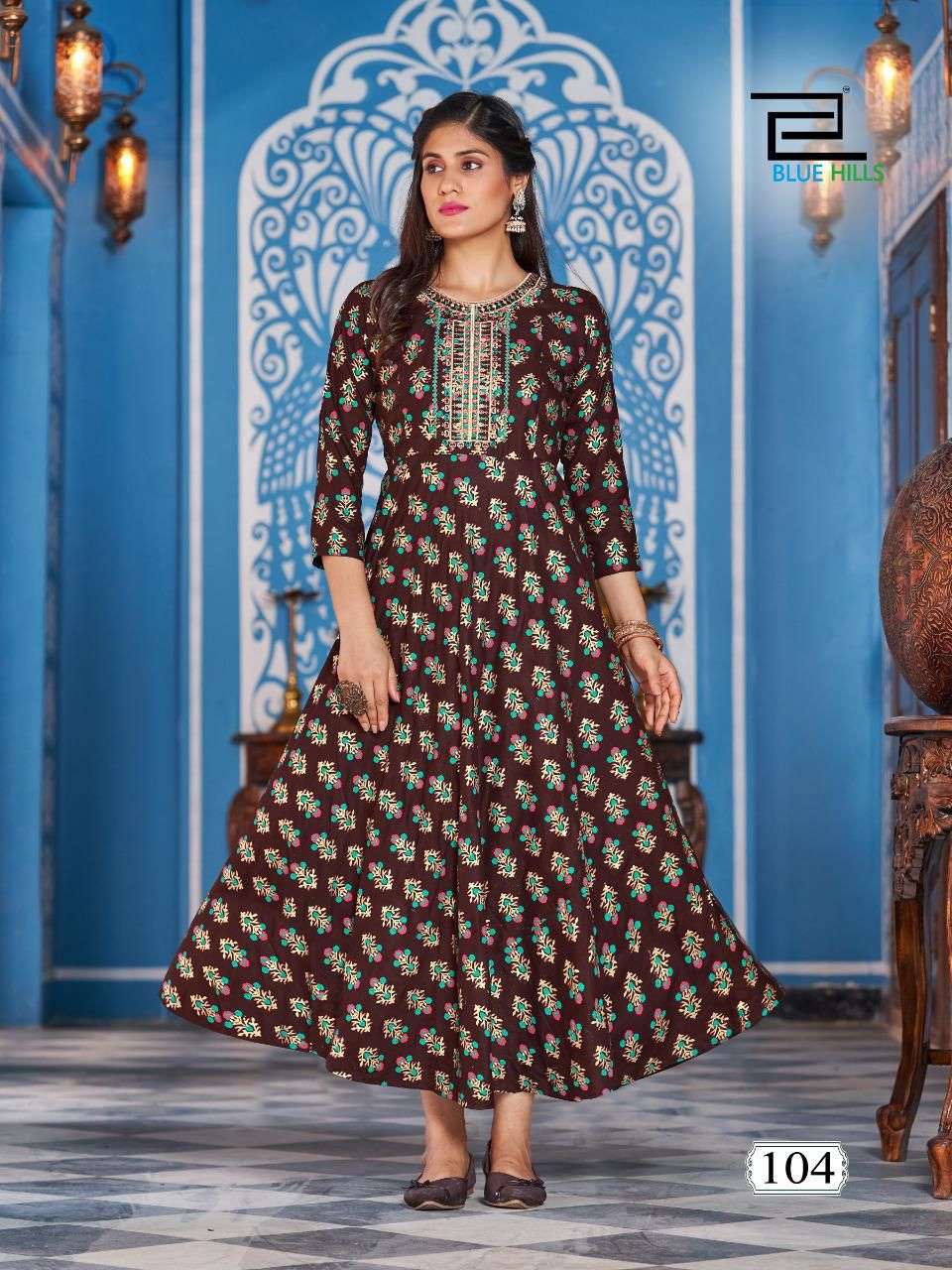 Blue Hills Lotus Catalog Festive Wear Long Anarkali Kurtis Wholesale