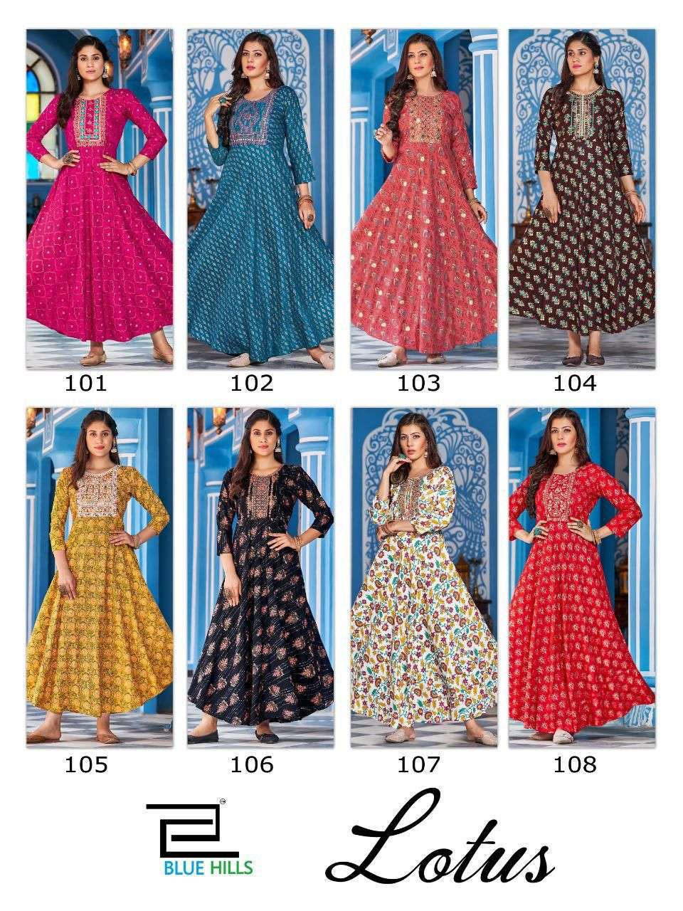 Blue Hills Lotus Catalog Festive Wear Long Anarkali Kurtis Wholesale