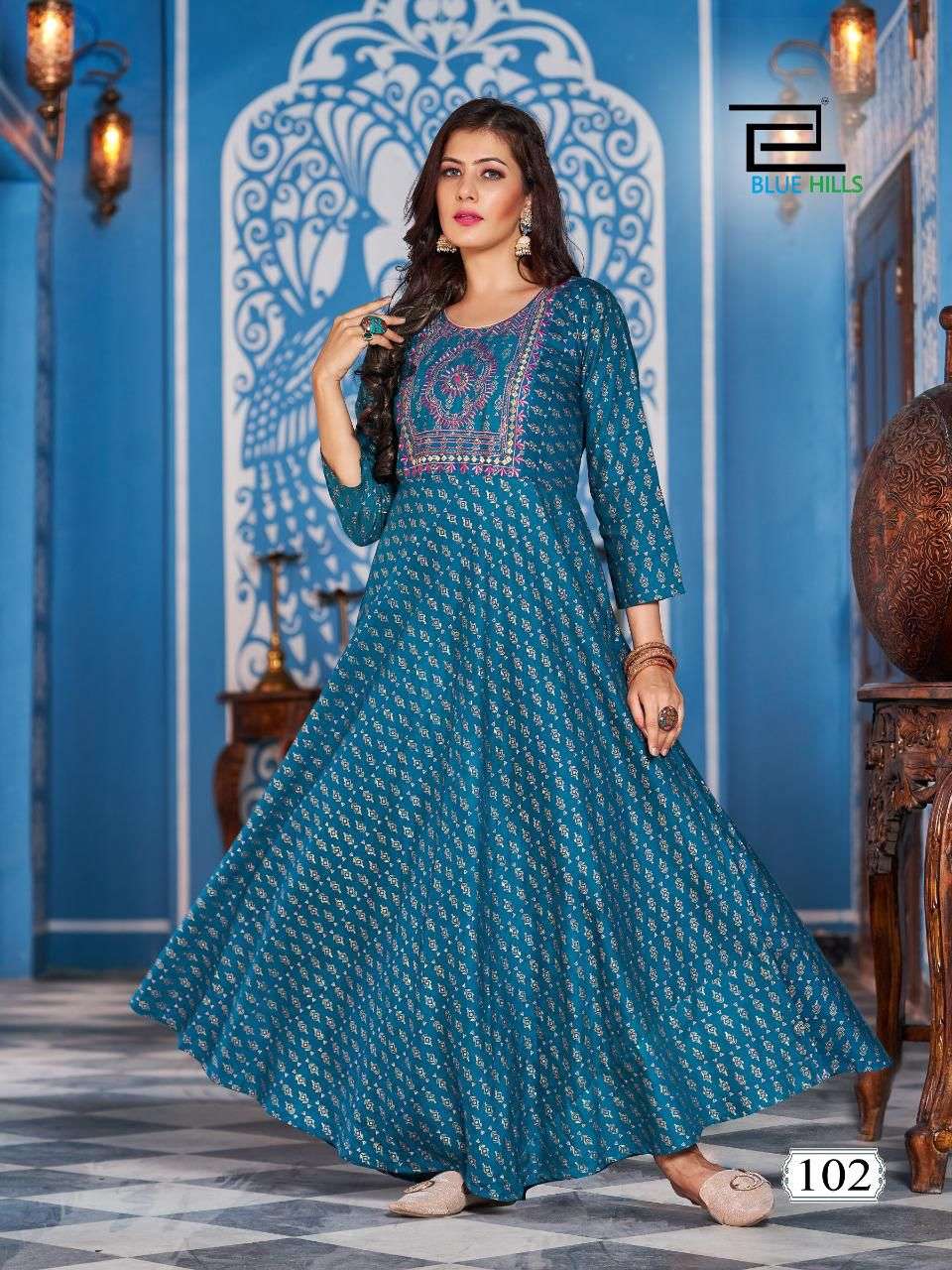 Blue Hills Lotus Catalog Festive Wear Long Anarkali Kurtis Wholesale