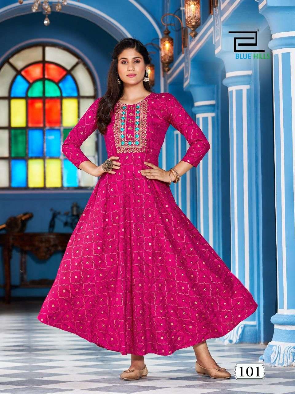 Blue Hills Lotus Catalog Festive Wear Long Anarkali Kurtis Wholesale