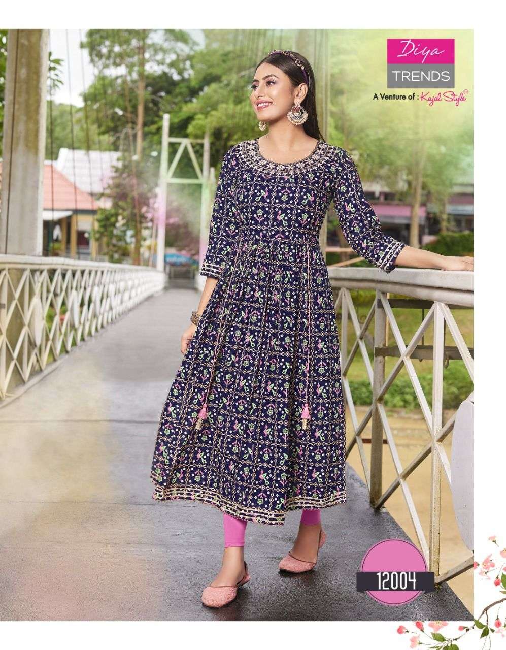Diya Trends Ethnicity Vol 12 Catalog Rayon Long Kurtis For Women