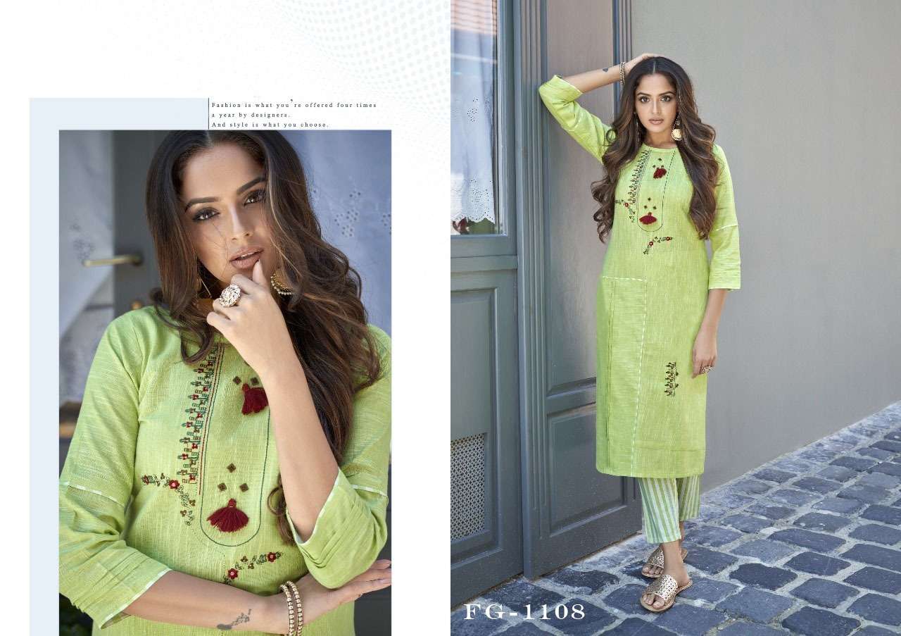 Fashion Galleria Krisha Vol 14 Catalog Cotton Designer Wear Kurtis Wholesale