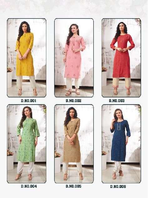 Heritage Alina Catalog Rayon Kurti With Bottom Wholesale