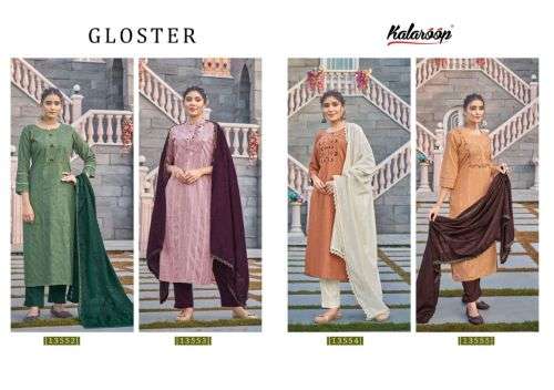 Kalaroop Gloster Catalog  Designer Wear Kurti Pant With Dupatta