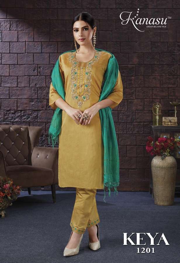 Kanasu Keya Catalog Festive Wear Designer Ready Made Dress Materials Wholesale