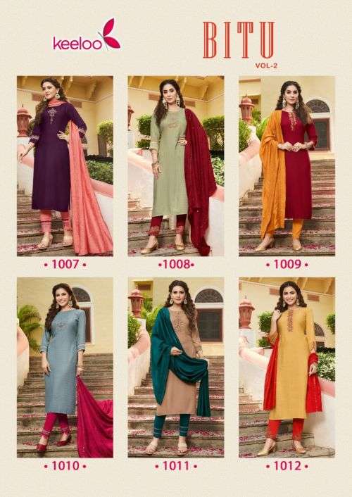 Keeloo Bittu Vol 2 Catalog Fancy Wear Wholesale Kurti Pant With Dupatta