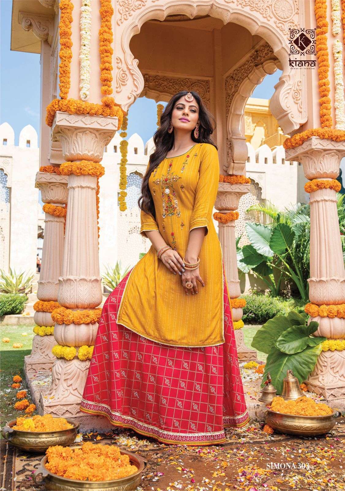 Kiana Simona Vol 3 Catalog Silk Cotton Party Wear Top Bottom Wholesale