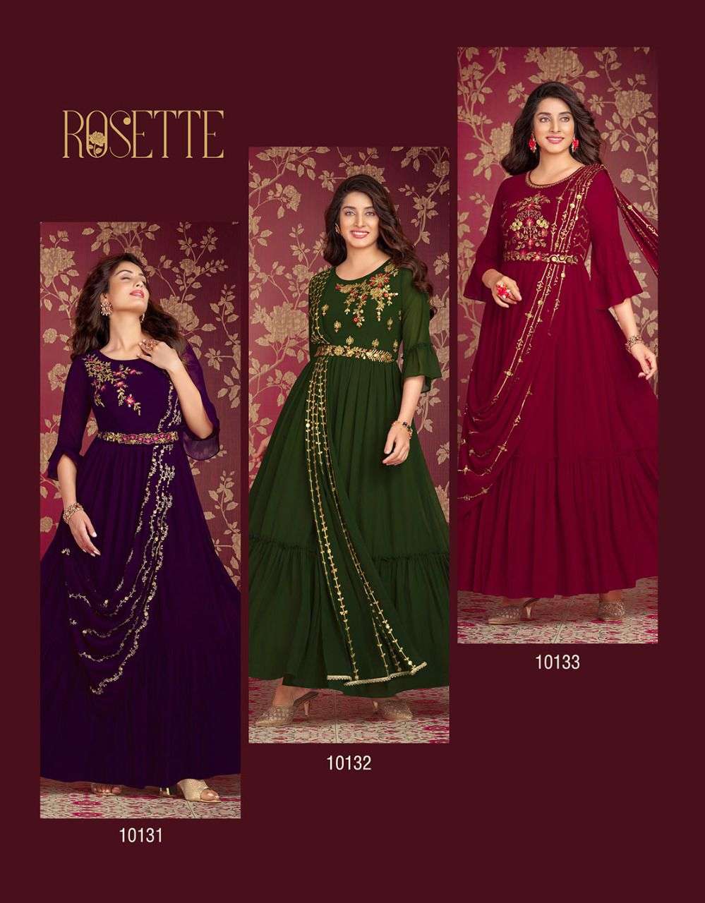 Lily And Lali Rosette Catalog Exclusive Designer Wear Gown Wholesale