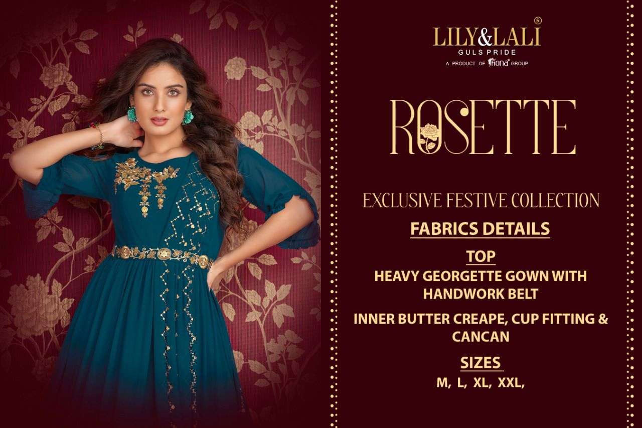 Lily And Lali Rosette Catalog Exclusive Designer Wear Gown Wholesale