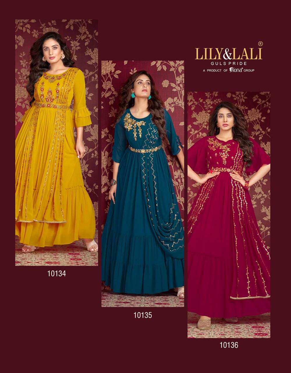 Lily And Lali Rosette Catalog Exclusive Designer Wear Gown Wholesale