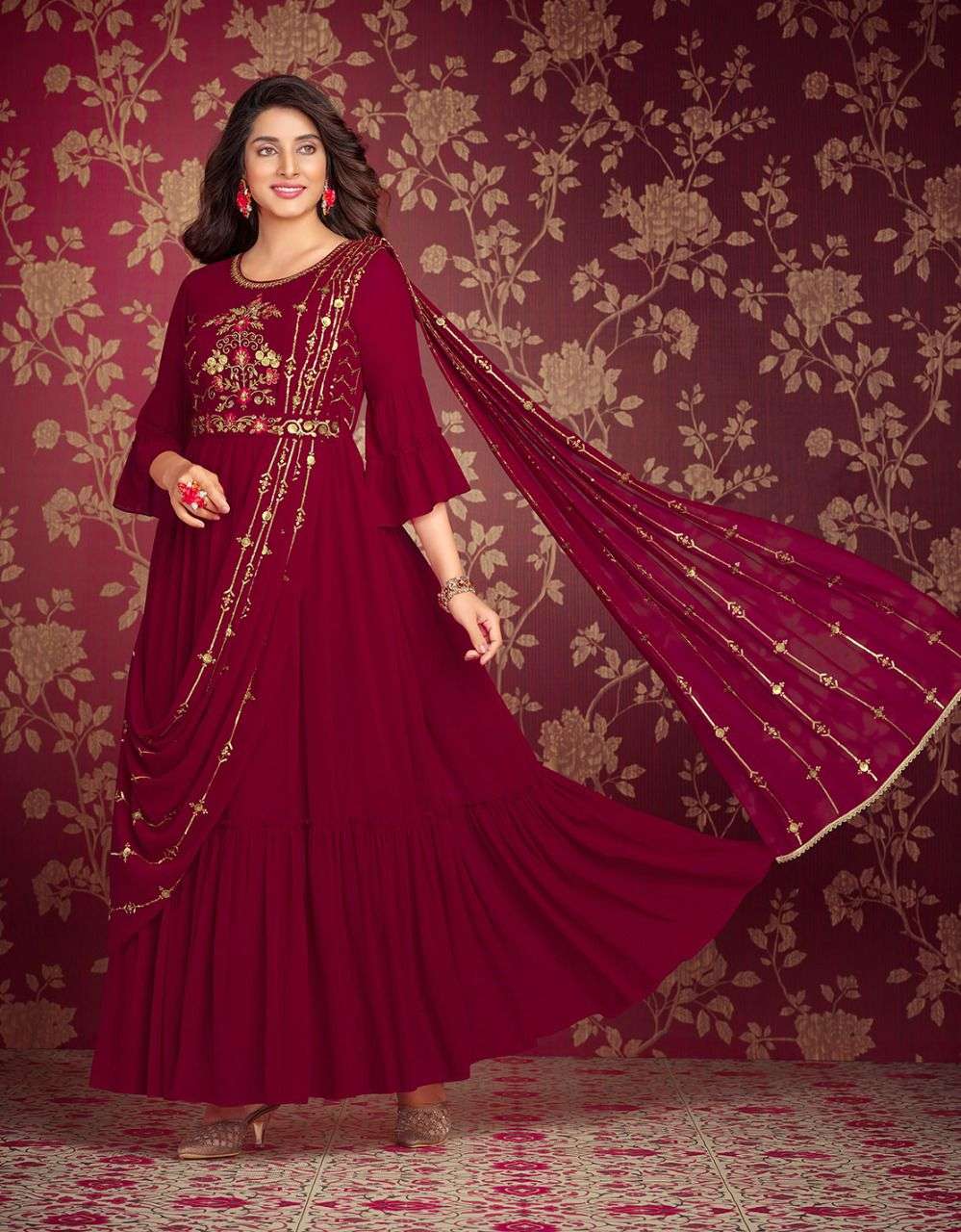 Lily And Lali Rosette Catalog Exclusive Designer Wear Gown Wholesale