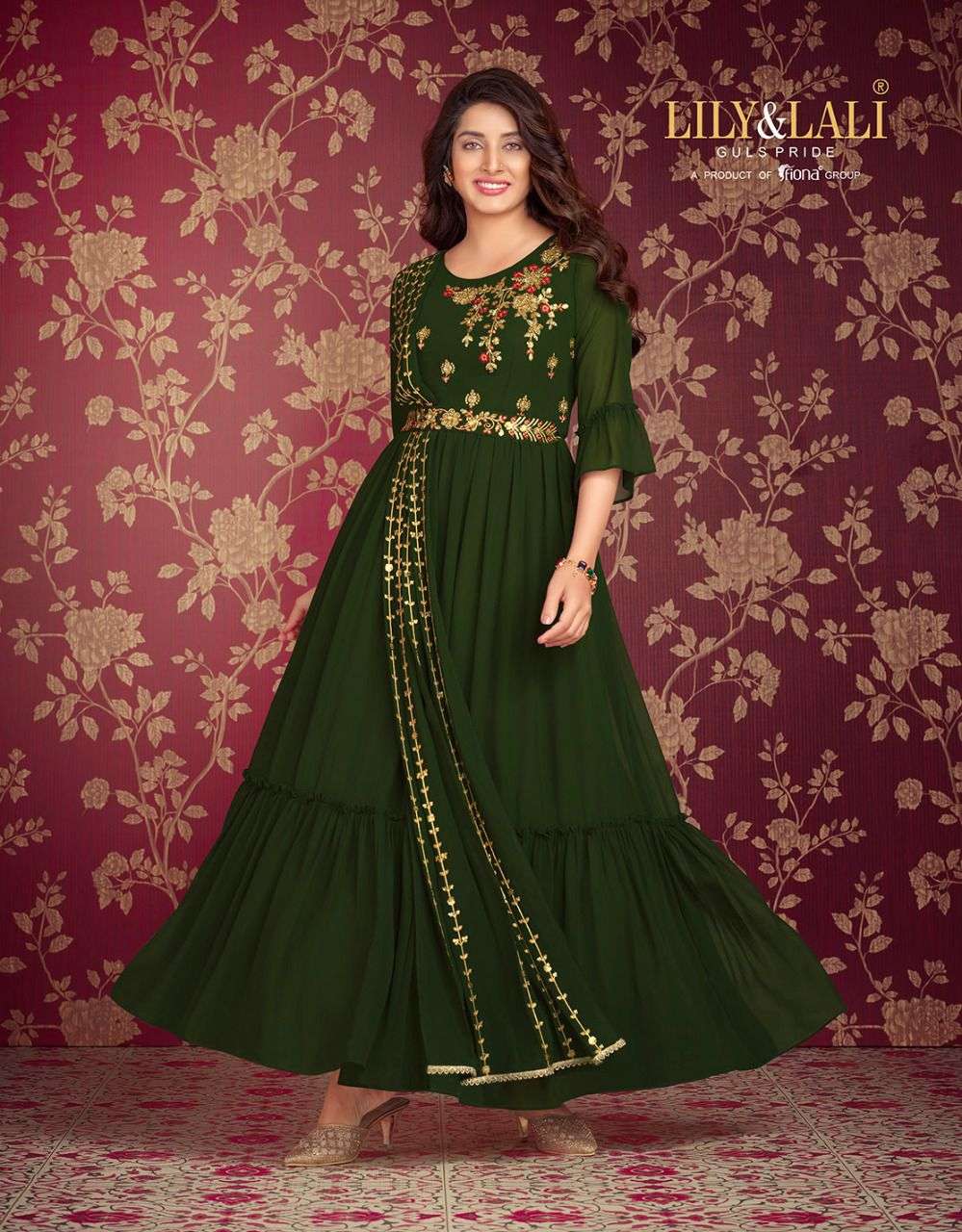 Lily And Lali Rosette Catalog Exclusive Designer Wear Gown Wholesale