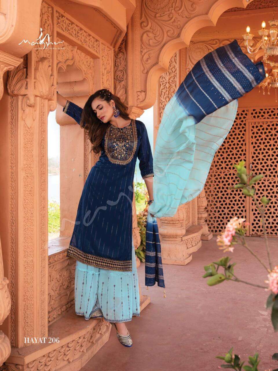 Mayur Hayat Vol 2 Catalog Festive Wear Kurti Bottom And Dupatta Wholesale