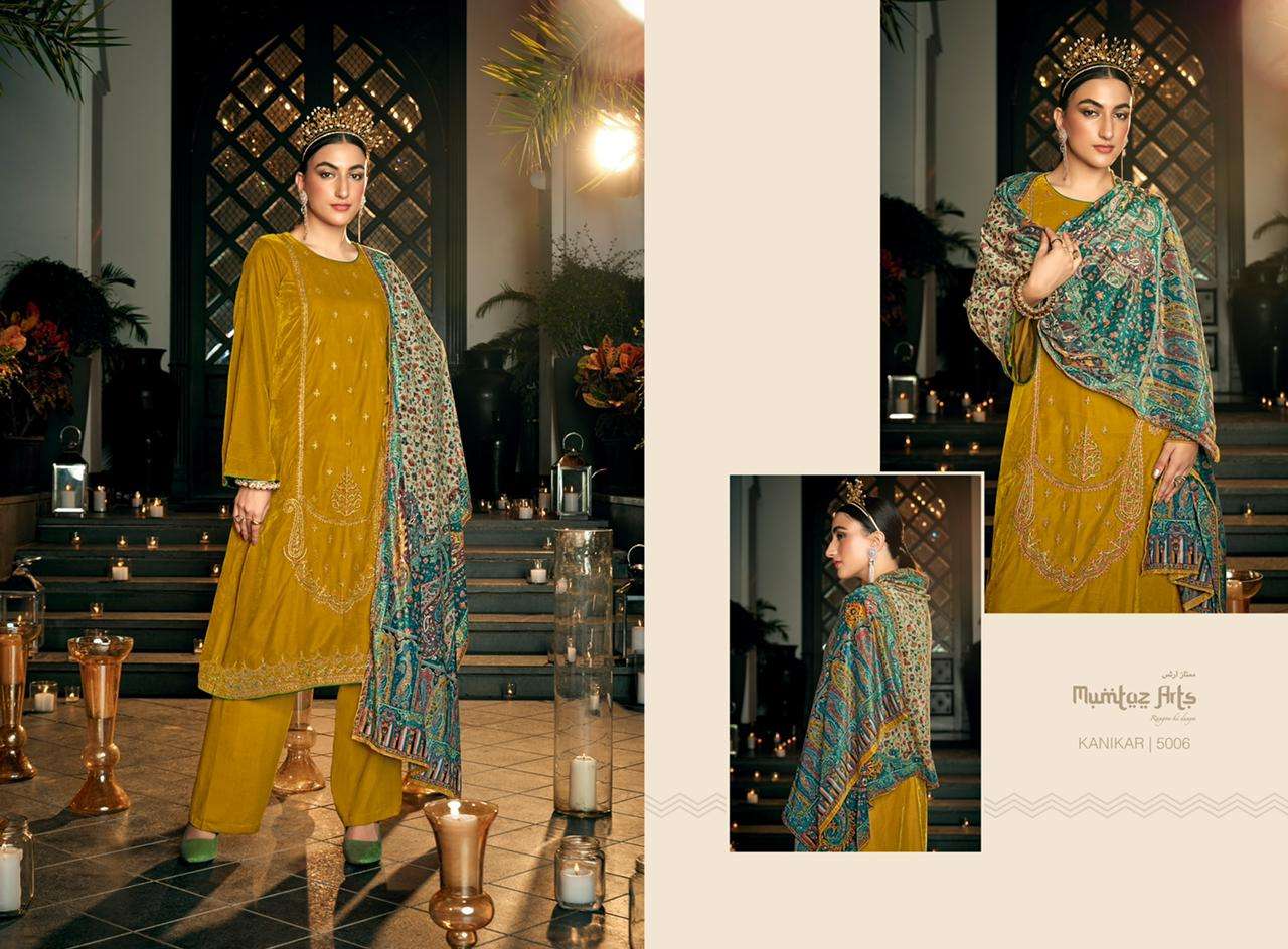 Mumtaz Arts Kanikar Catalog Embroidery Velvet Wear Dress Materials Wholesale
