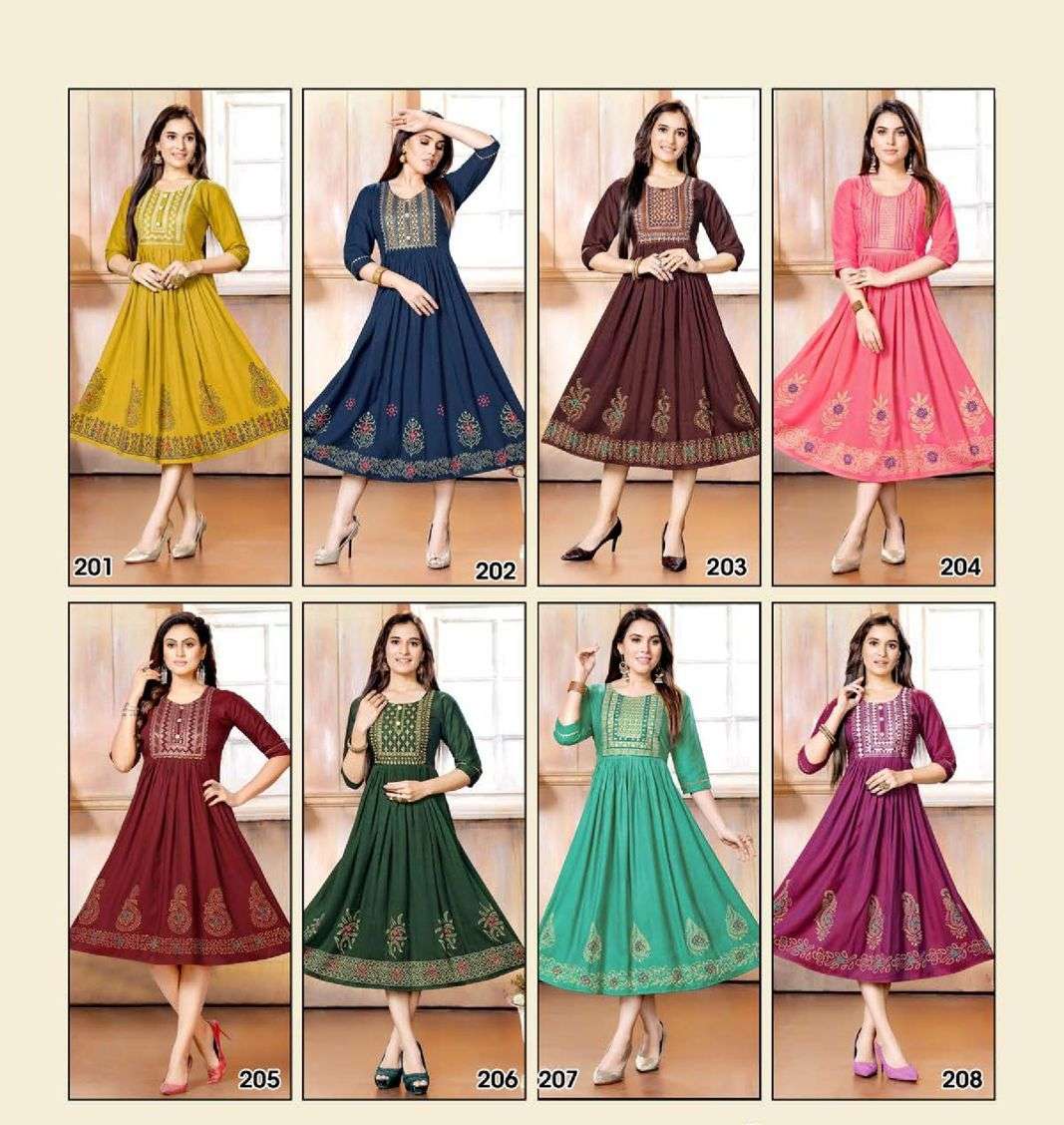 New Riyaa Mohini Vol 2 Catalog Heavy Rayon Designer Gown Style Kurtis Wholesale