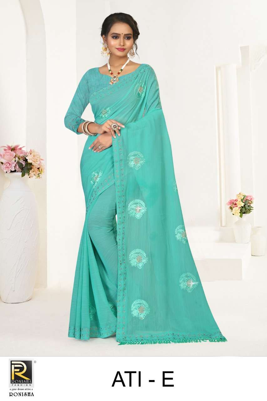 Ronisha Ati Catalog Thread Worked Daily Wear Sarees Wholesale
