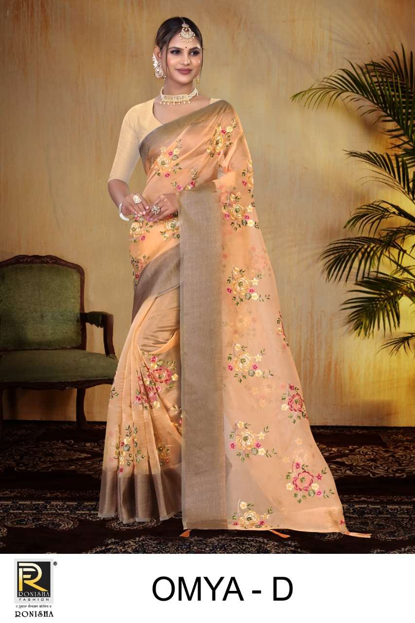 Ronisha Omya Catalog Fancy Thread Worked Designer Sarees Wholesale