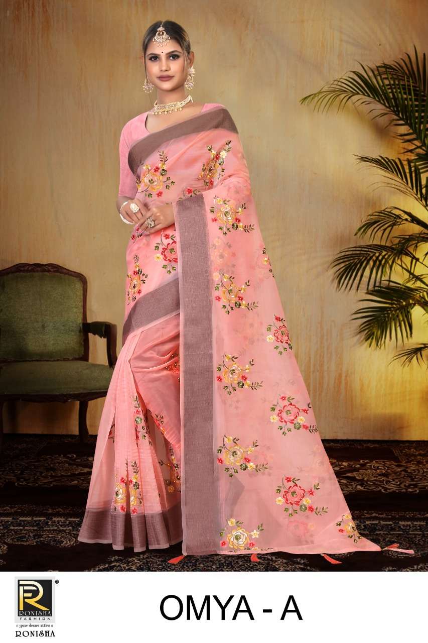 Ronisha Omya Catalog Fancy Thread Worked Designer Sarees Wholesale
