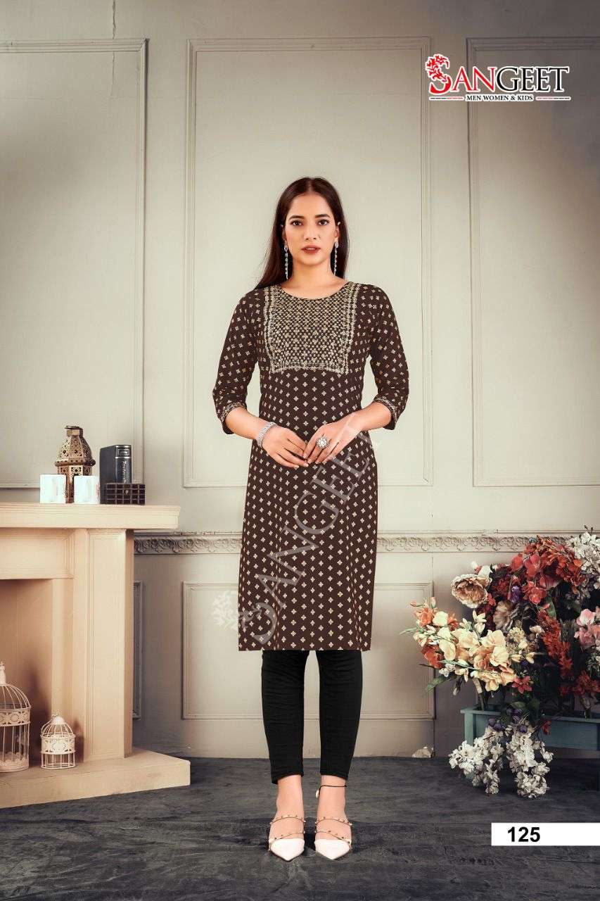 Sangeet Fatafat Vol 4 Catalog Rayon Regular Wear Straight Kurtis Wholesale