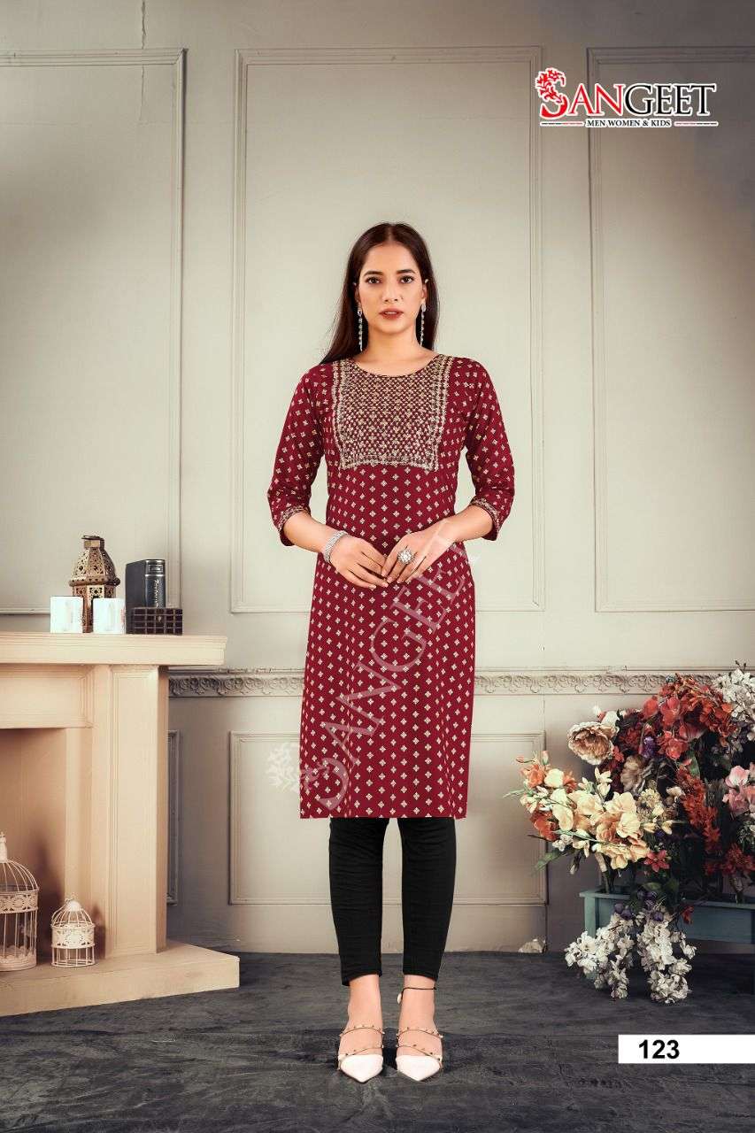 Sangeet Fatafat Vol 4 Catalog Rayon Regular Wear Straight Kurtis Wholesale