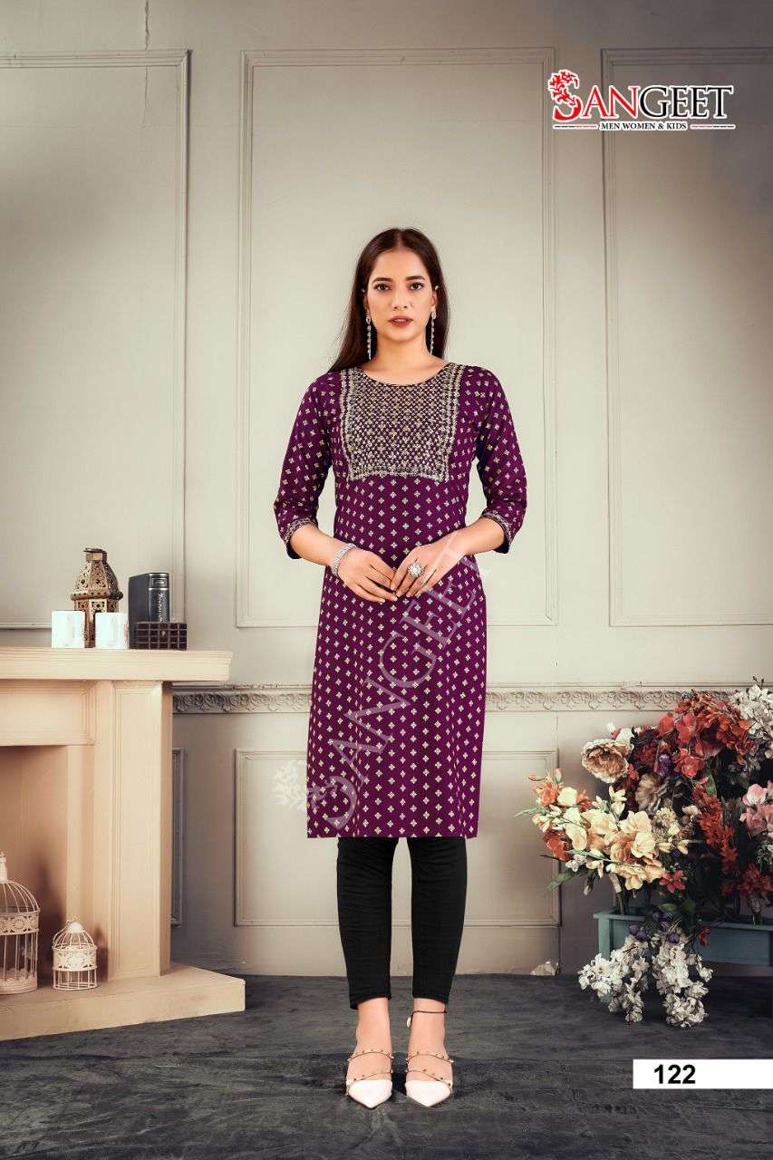 Sangeet Fatafat Vol 4 Catalog Rayon Regular Wear Straight Kurtis Wholesale