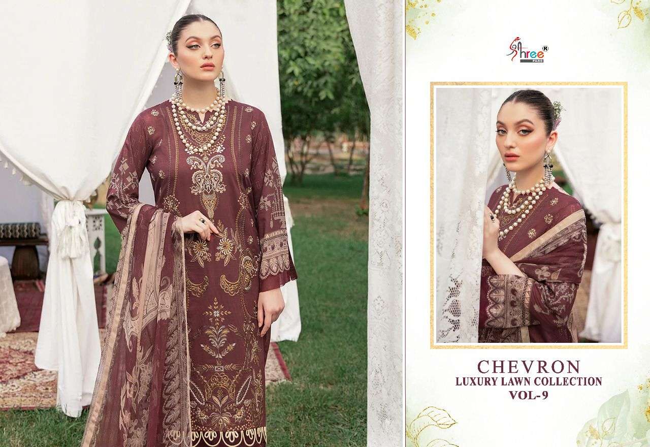 Shree Chevron Luxury Lawn Collection Vol 9 Catalog Pakistani Salwar Suits Wholesale