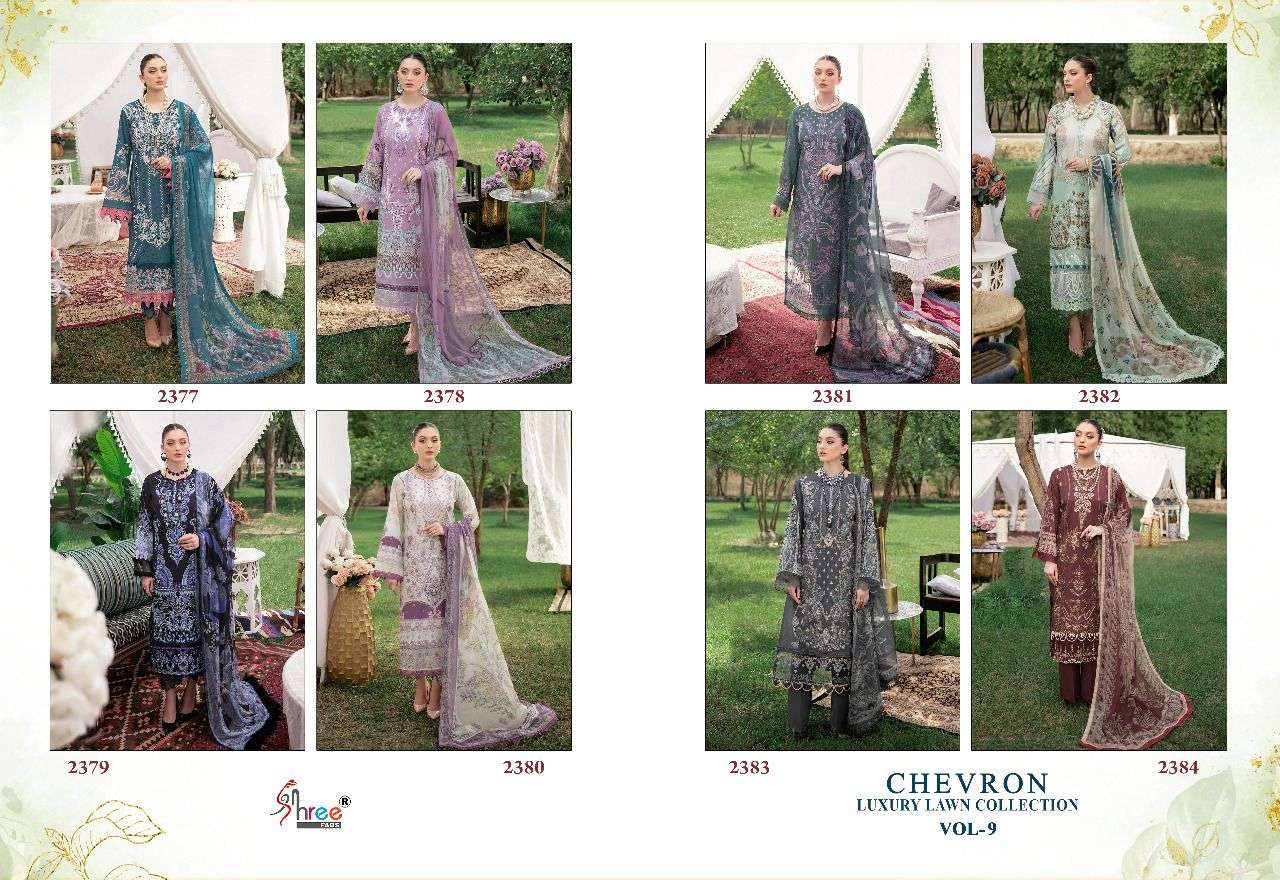 Shree Chevron Luxury Lawn Collection Vol 9 Catalog Pakistani Salwar Suits Wholesale