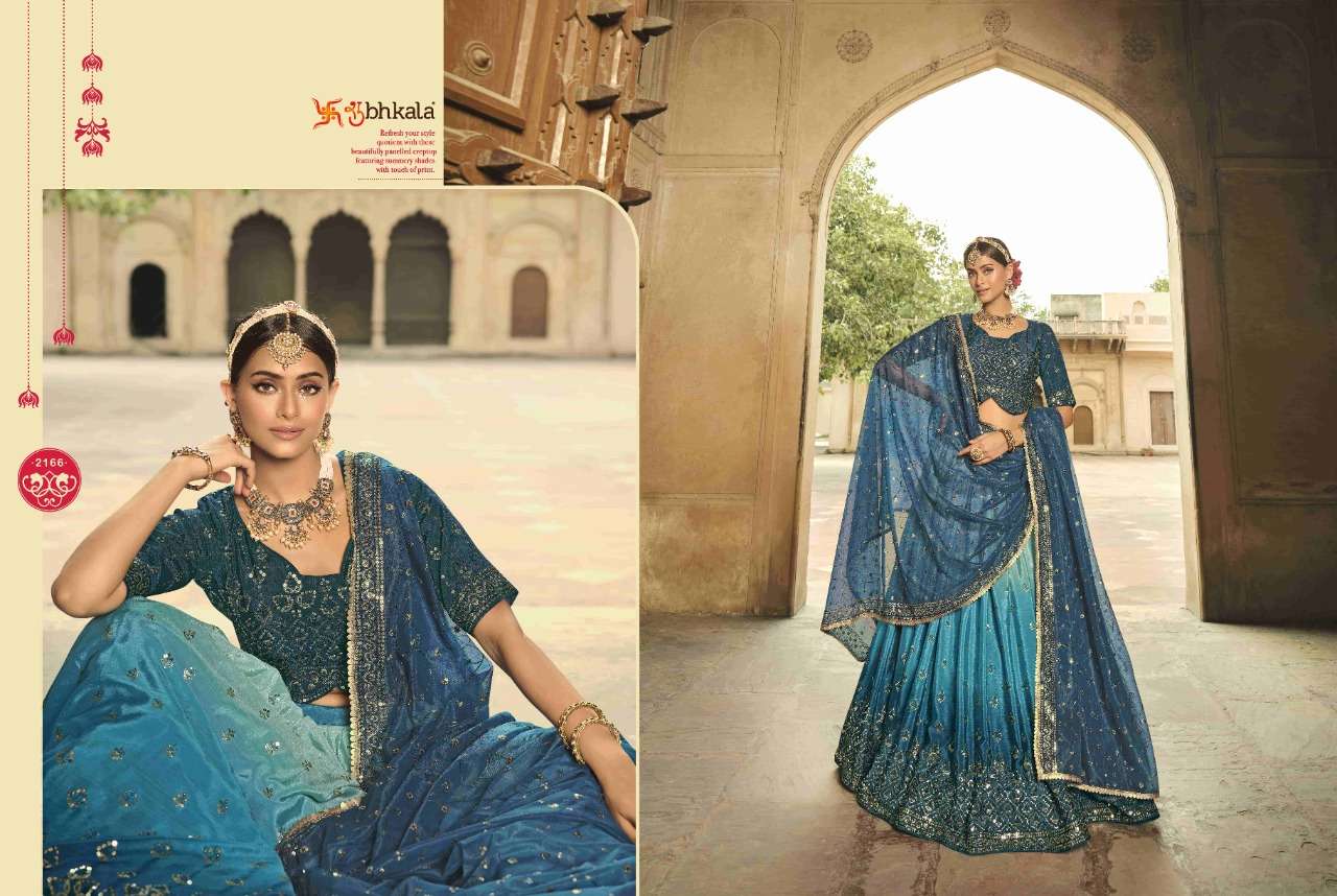 Shubhkala Blue To Teal Blue Multi Color Party Wear Wholesale Bridal Lehenga Choli