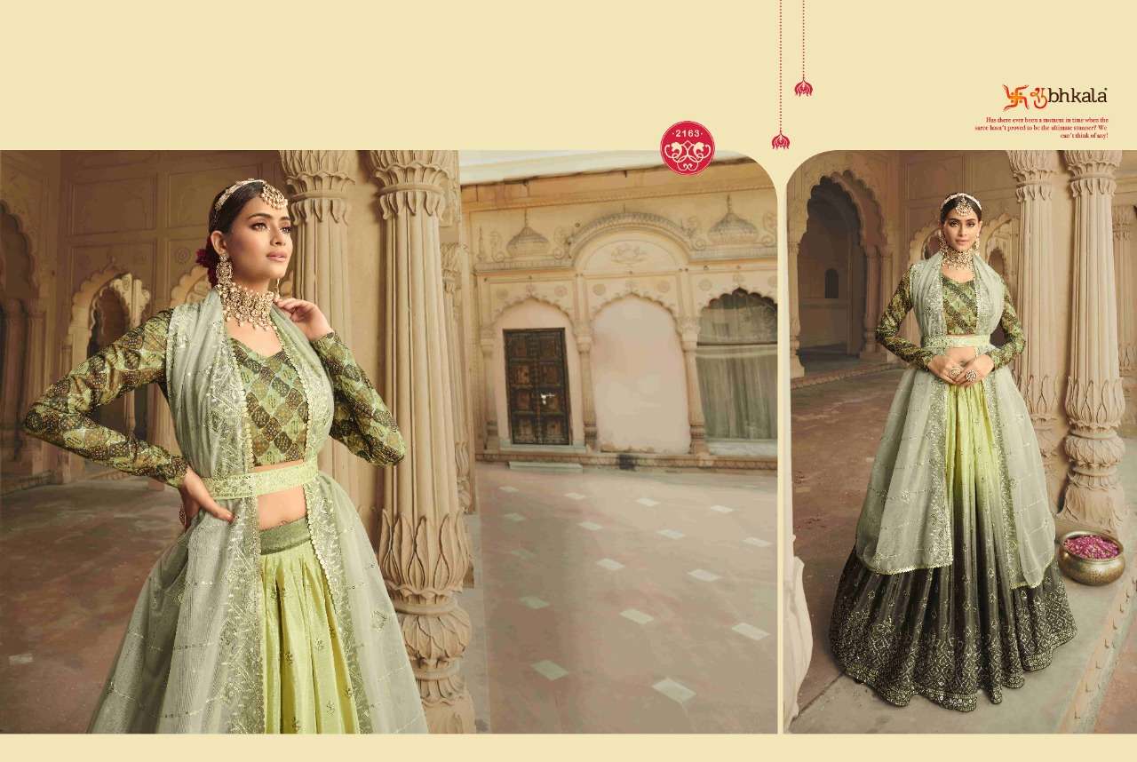 Shubhkala Pista To Mehendi Multi Color Wedding Wear Wholesale Bridal Lehenga Choli
