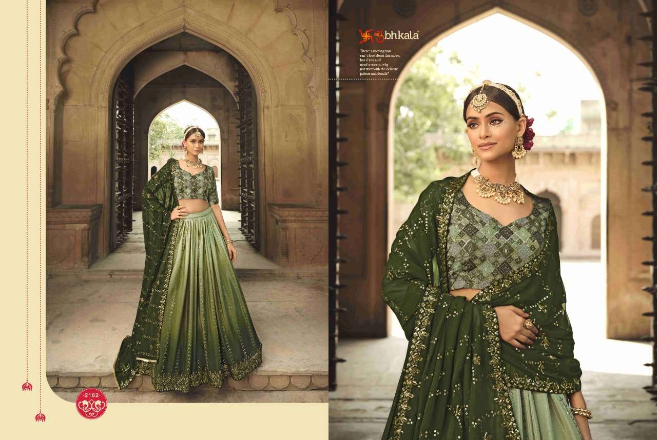 Shubhkala Pista Green To Olive Multi Color Wedding Wear Wholesale Bridal Lehenga Choli
