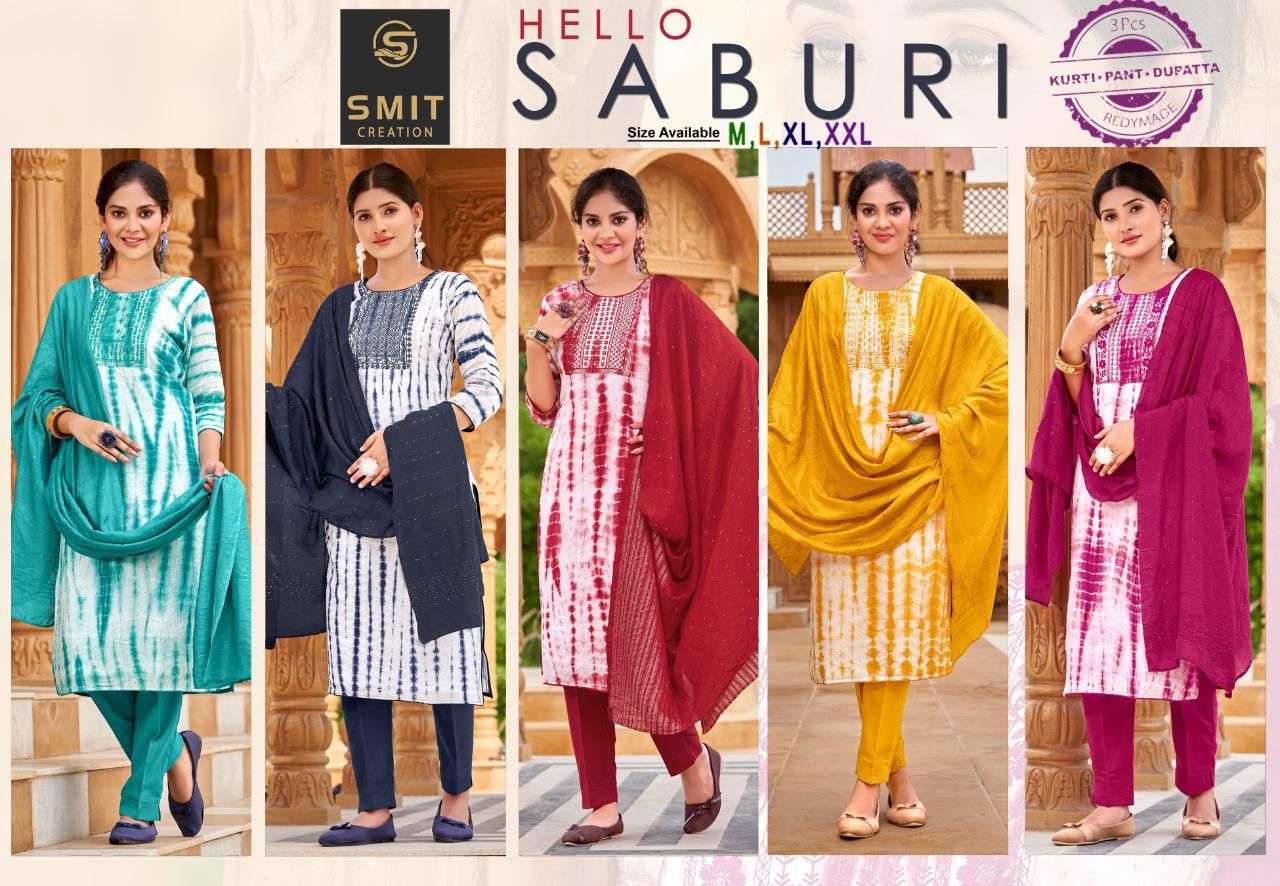 Smit Creation Hello Saburi Catalog Pure Chanderi Kurti With Bottom Dupatta Wholesale