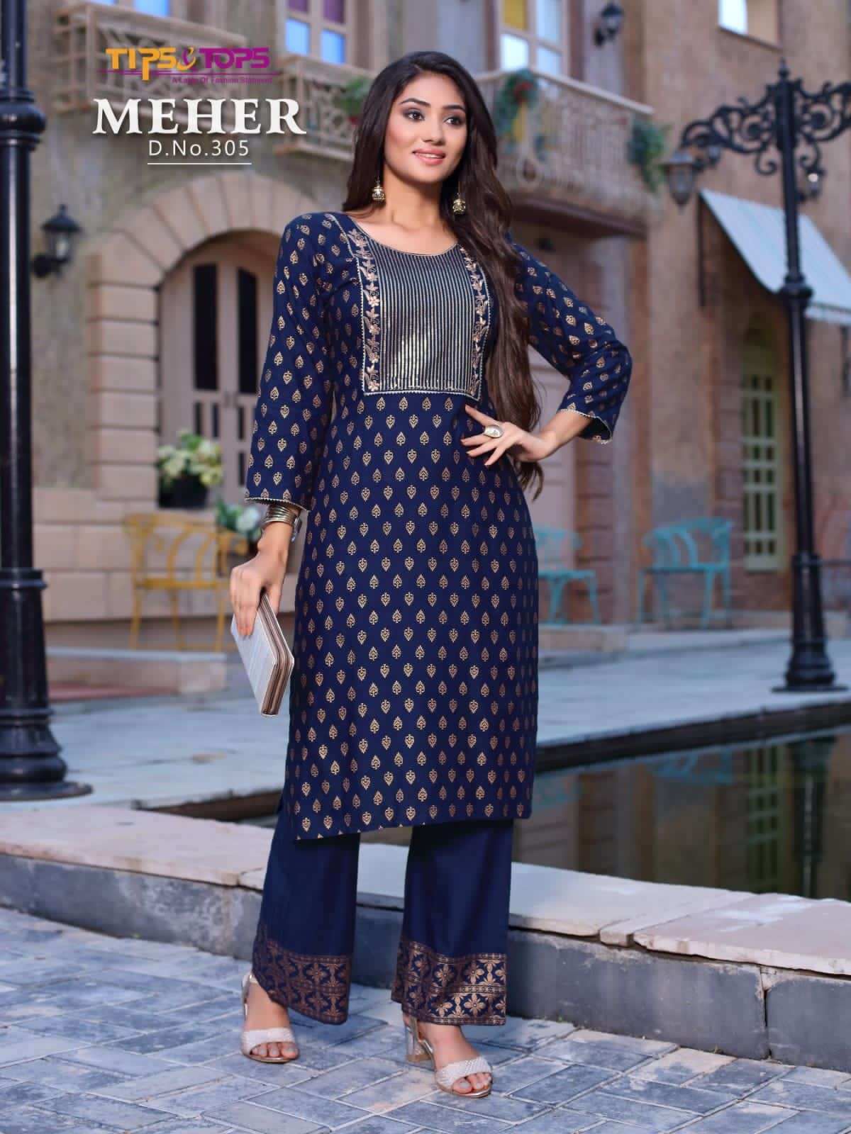 Tips & Tops Meher Vol 3 Catalog Party Wear Kurti With Plazzo Wholesale