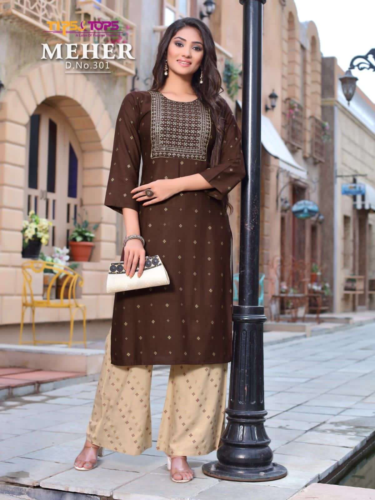 Tips & Tops Meher Vol 3 Catalog Party Wear Kurti With Plazzo Wholesale