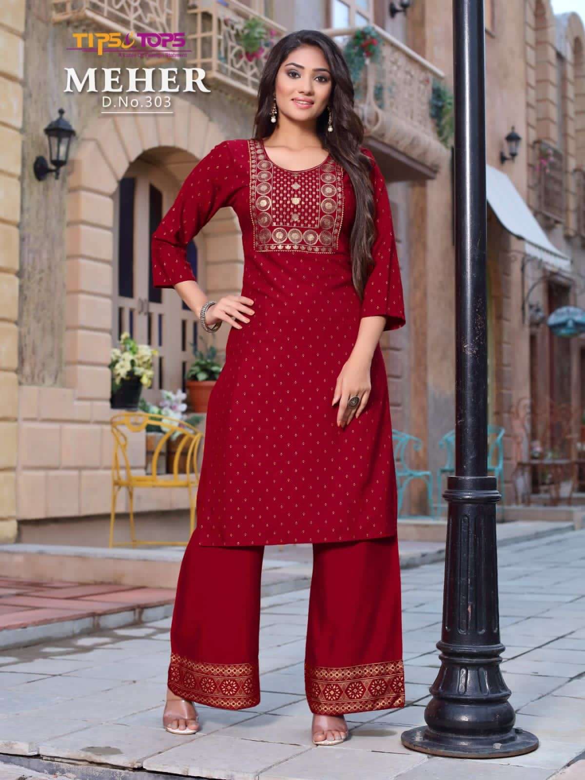 Tips & Tops Meher Vol 3 Catalog Party Wear Kurti With Plazzo Wholesale