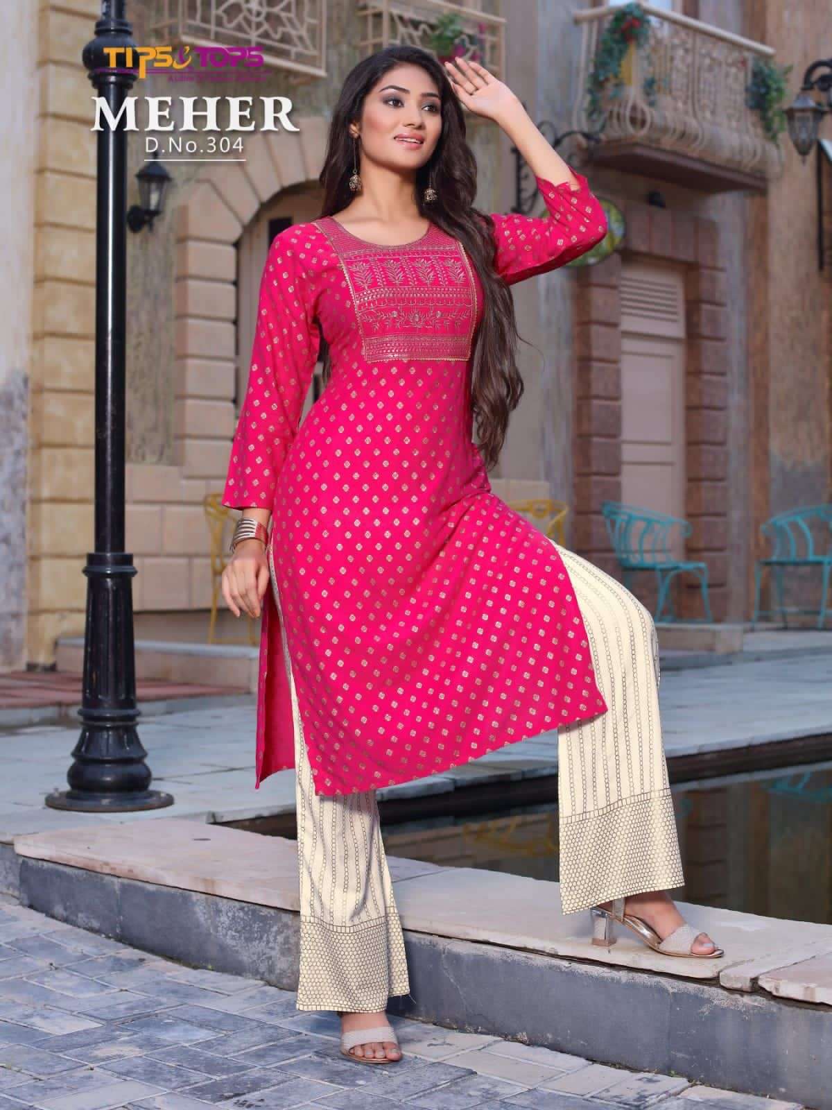 Tips & Tops Meher Vol 3 Catalog Party Wear Kurti With Plazzo Wholesale