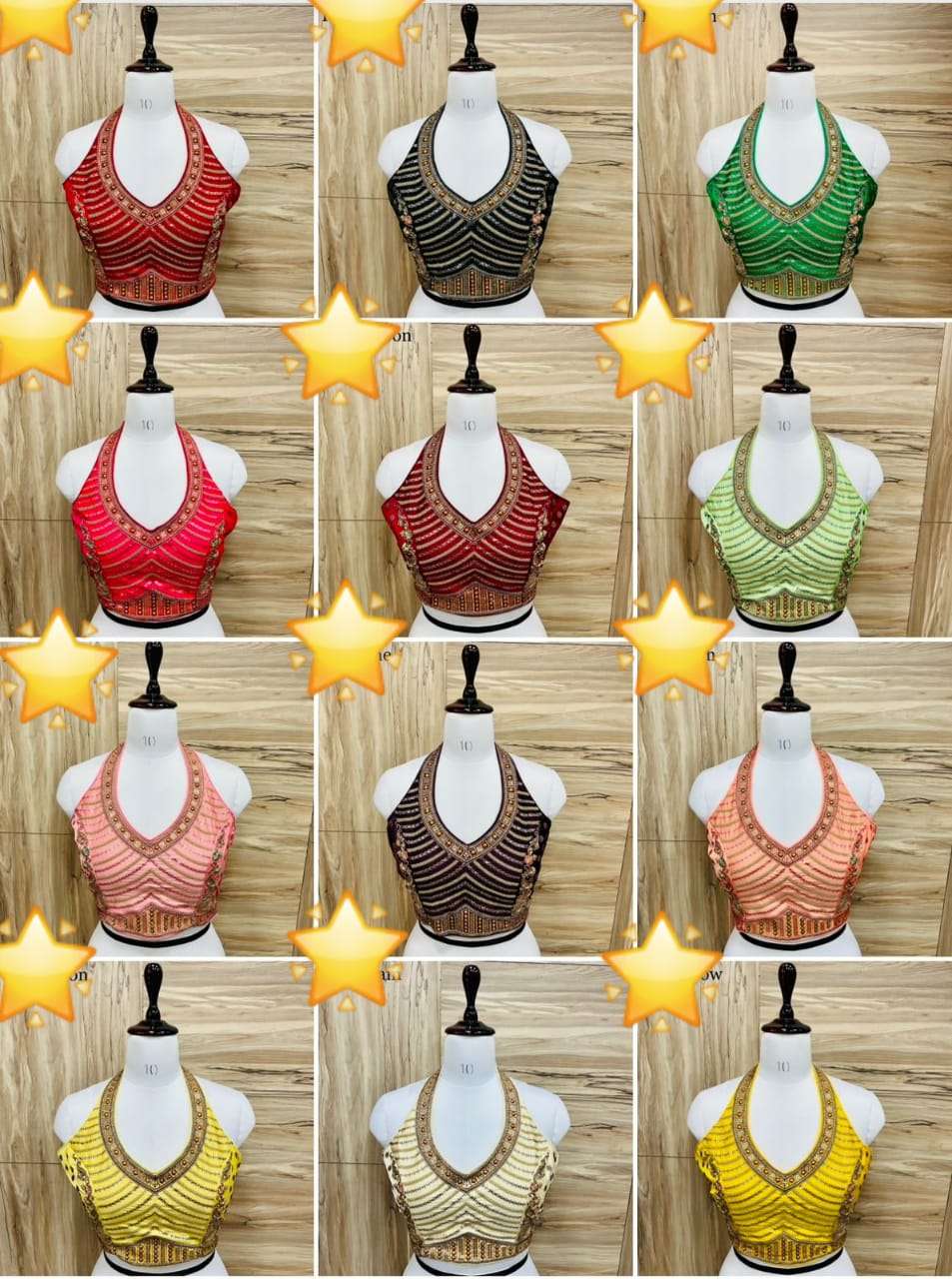 Western Look halter Neck Codding Sequence With Multy Thread Blouse Wholesale