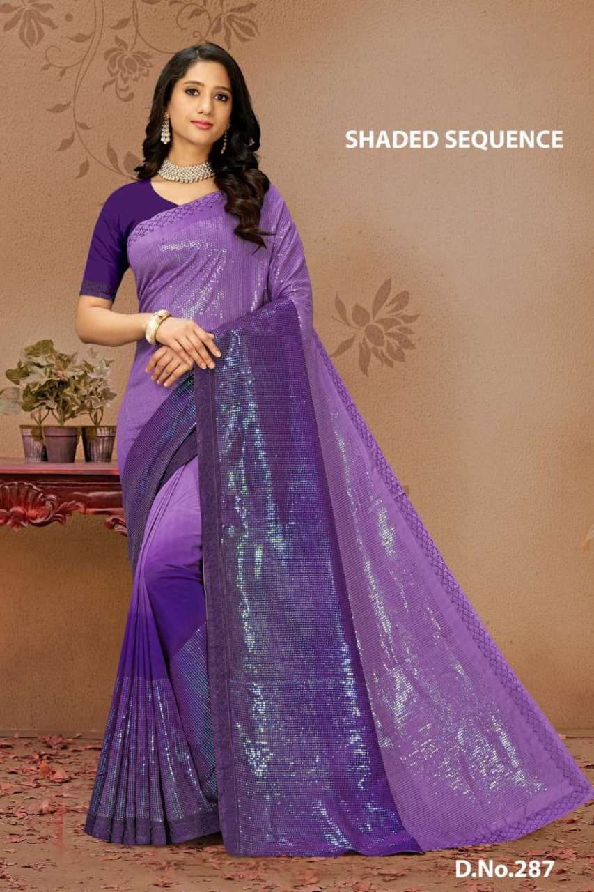 Ynf Shaded Sequence Catalog Fancy Silk Fabric Sarees Wholesale