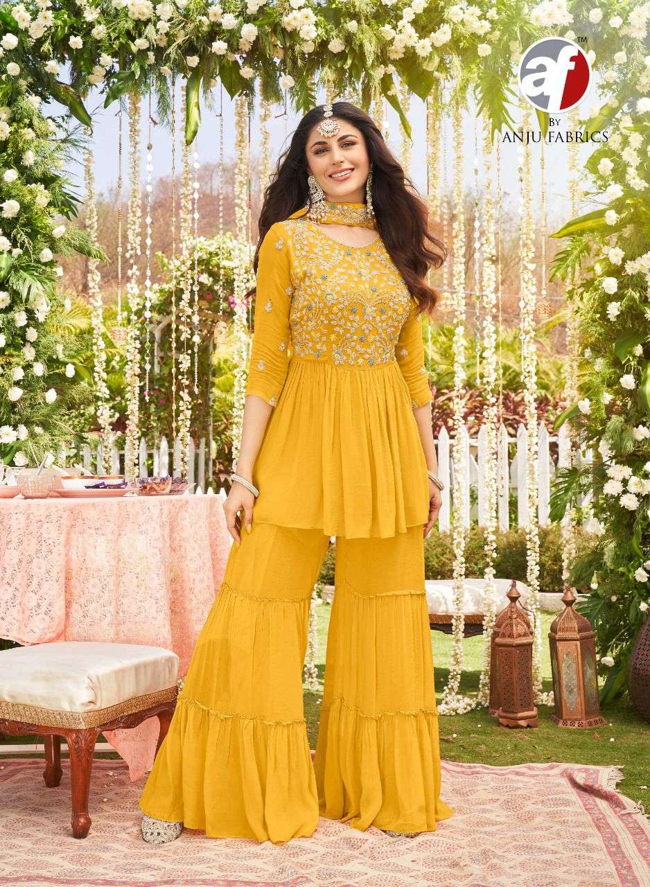 Af Raas Catalog Heavy Party Wear Draping Style Dress Wholesale