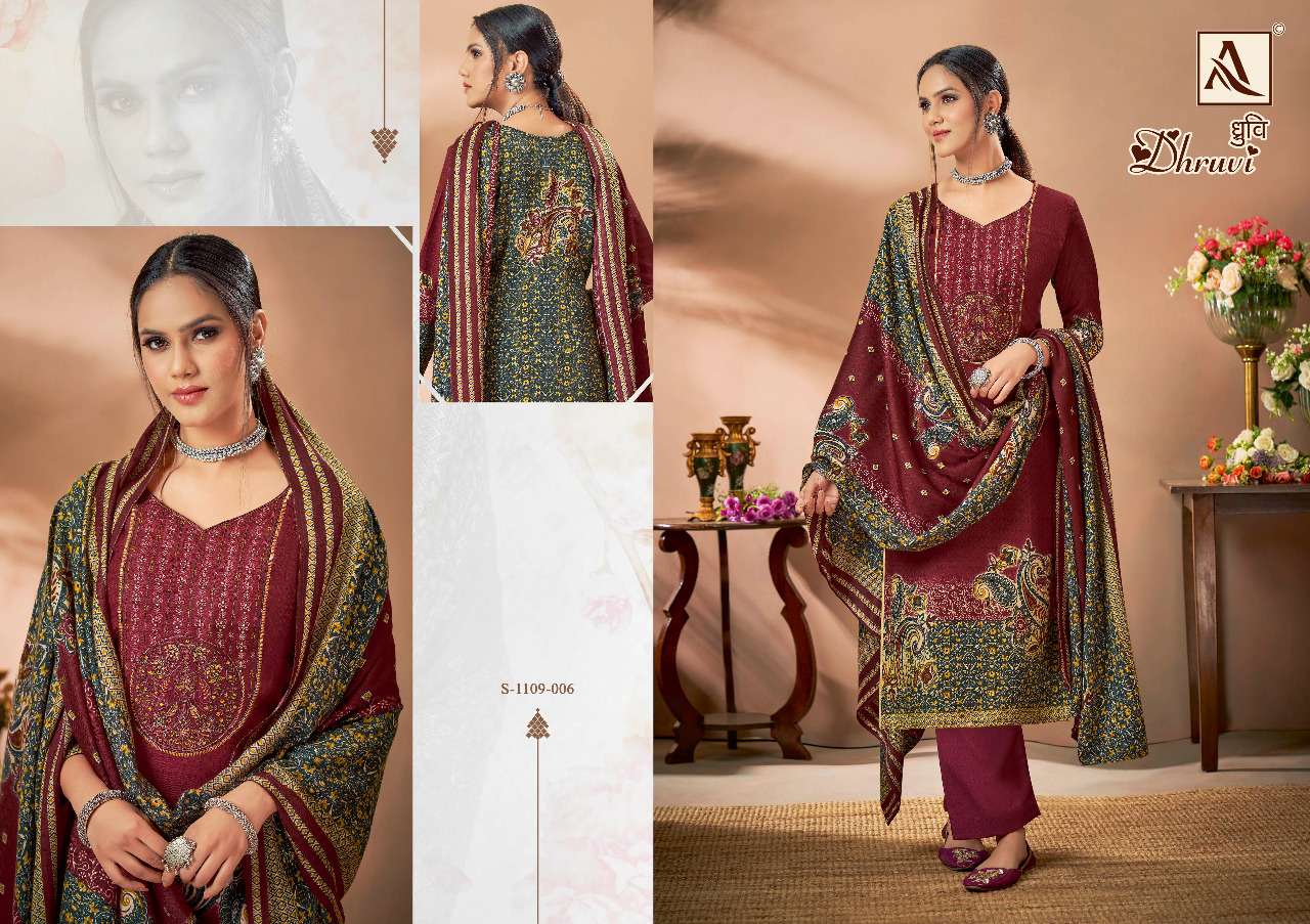Alok Dhruvi Catalog Embroidery Winter Wear Pashmina Dress Materials Wholesale